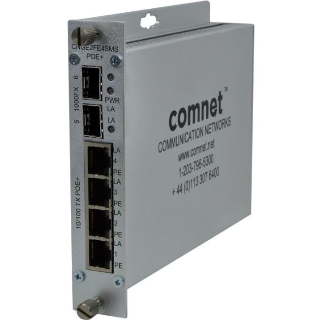 ComNet 10/100/1000 Mbps Drop/Insert/Repeat Gigabit Uplink Switch with Optional PoE+ CNGE2FE4SMSPOEHO