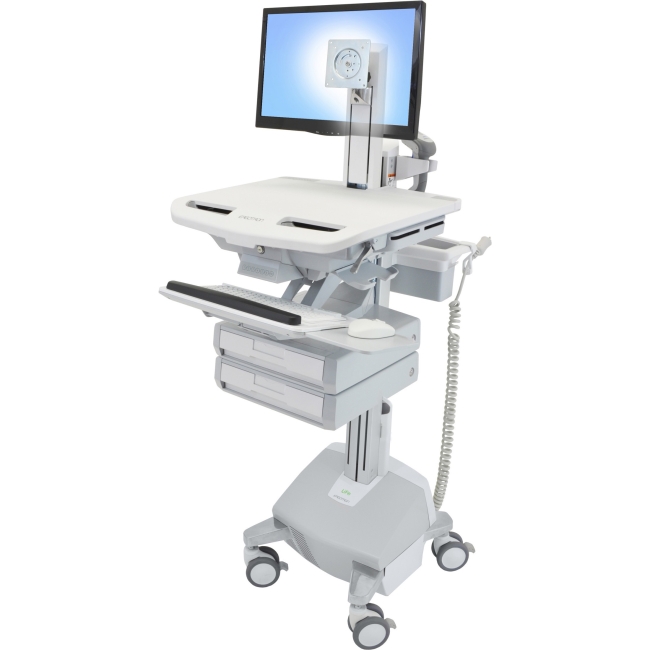 Ergotron StyleView Cart with LCD Pivot, LiFe Powered, 2 Drawers SV44-1322-1
