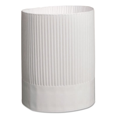 Royal Stirling Fluted Chef's Hats, Paper, White, Adjustable, 9 in. Tall, 12/Carton RPPSCH9 RPP SCH9
