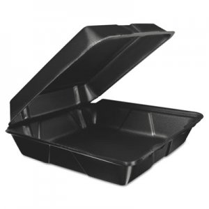 Dart Foam Hinged Lid Container, 9.3w x 3h x 3d, Black, 200/Carton DCC95HTB1R DCC 95HTB1R