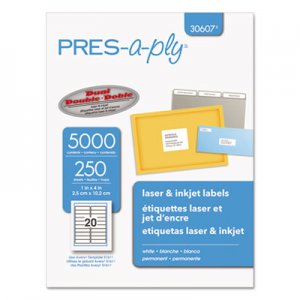 PRES-a-ply Laser Address Labels, 1 x 4, White, 5000/Box AVE30607 30607