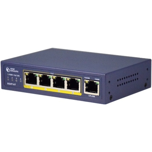 Amer 5 Gigabit Desktop Switch with 4 x PoE 802.3at Plus 1 x GIG Uplink SG4P1AT