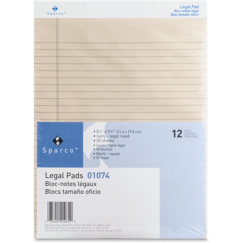 Sparco Ivory Ruled Legal Pad 01074 SPR01074