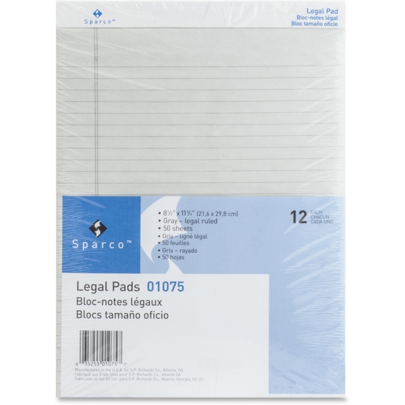 Sparco Gray Legal Ruled Pad 01075 SPR01075