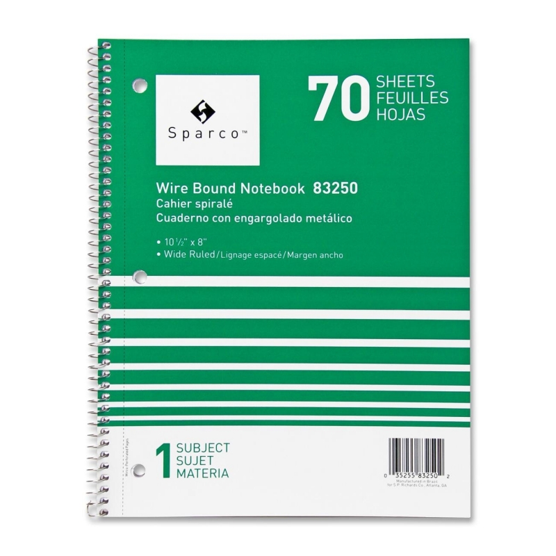 Sparco Quality Wirebound 1-Subject Notebook 83250 SPR83250