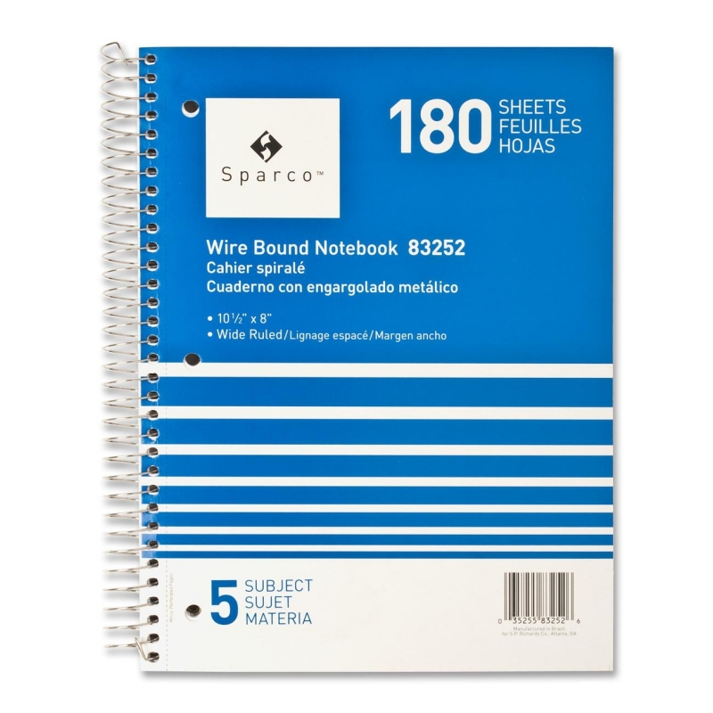 Sparco Quality Wirebound 5-Subject Notebook 83252 SPR83252