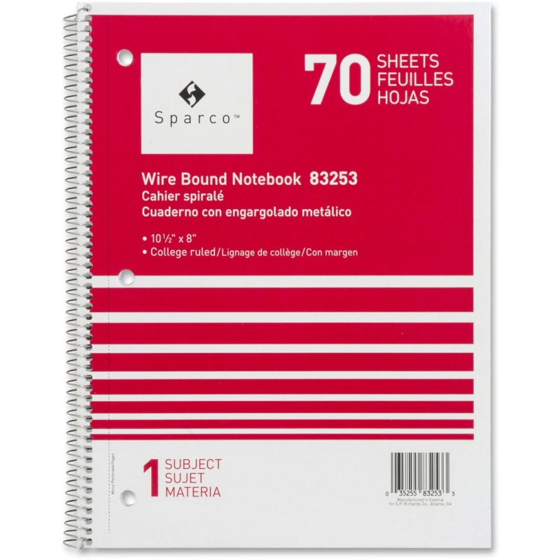 Sparco Quality Wirebound 1-Subject Notebook 83253 SPR83253