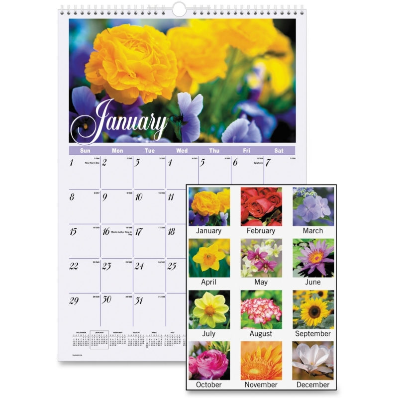 At-A-Glance Flower Garden Monthly Wall Calendar DMW30028 AAGDMW30028