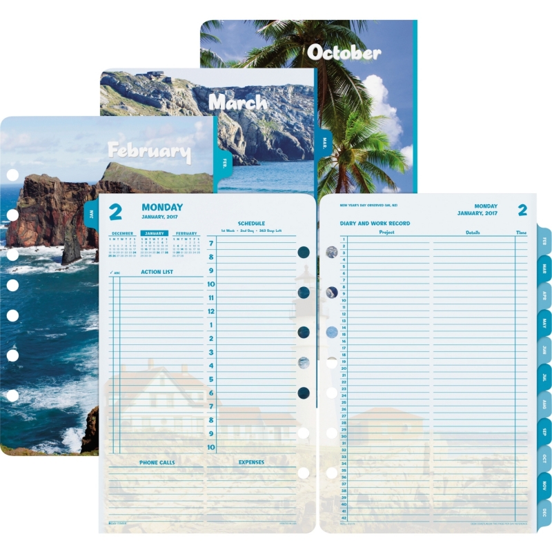 Day-Timer Coastlines 2 Pages Per Day Daily Refill 13180 DTM13180