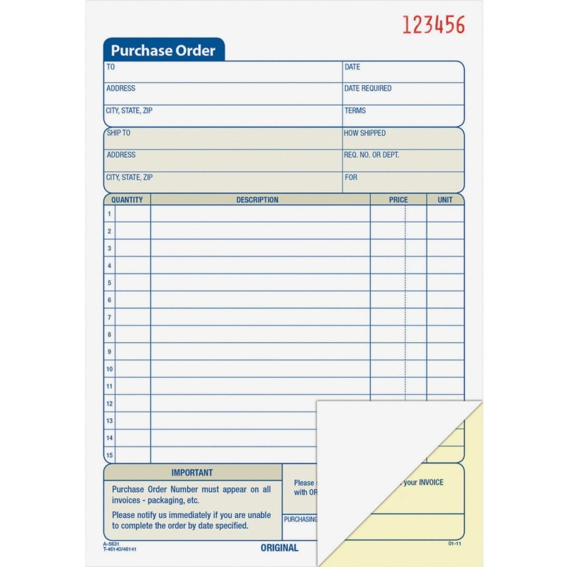 Adams Carbonless Purchase Order Statement DC5831 ABFDC5831