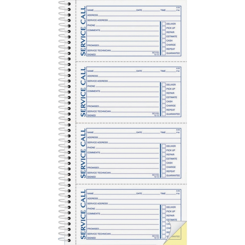 Adams Spiralbound Service Call Book SC1155 ABFSC1155