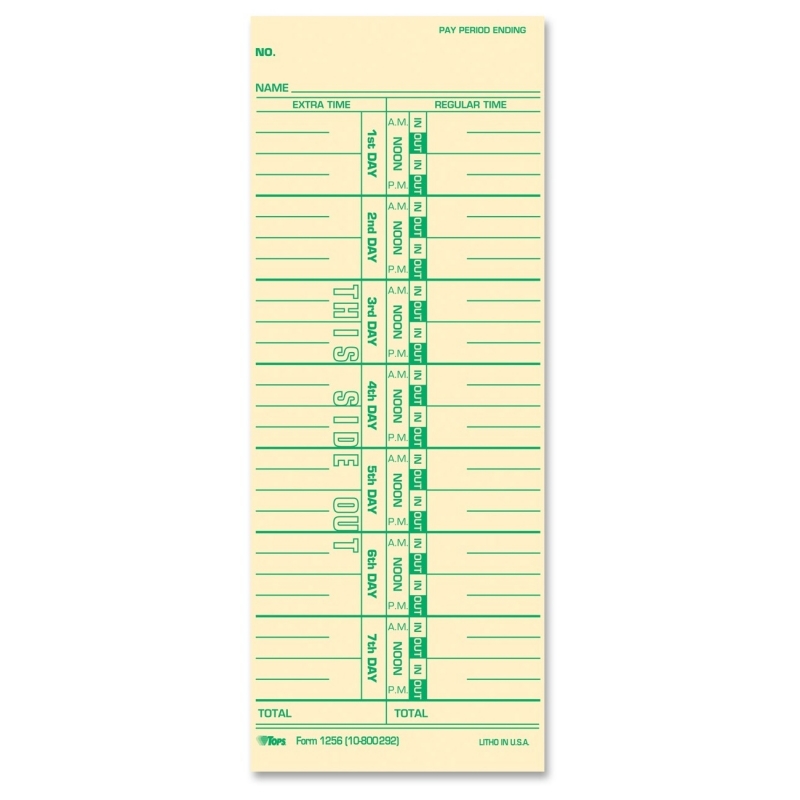 TOPS Weekly Time Card 12563 TOP12563
