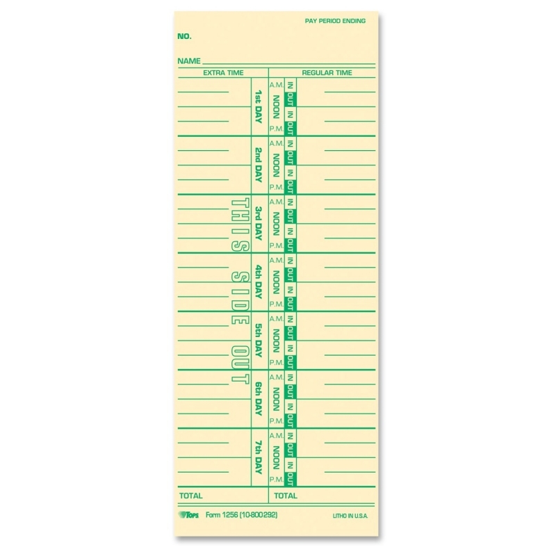 TOPS Weekly Time Card 12563 TOP12563