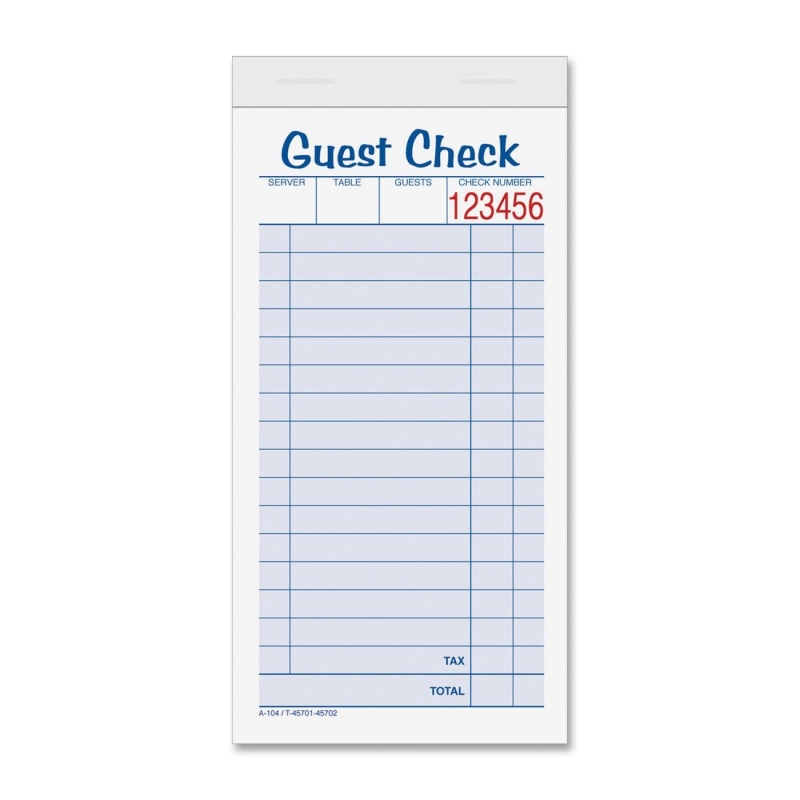 TOPS Guest Check Book 45702 TOP45702