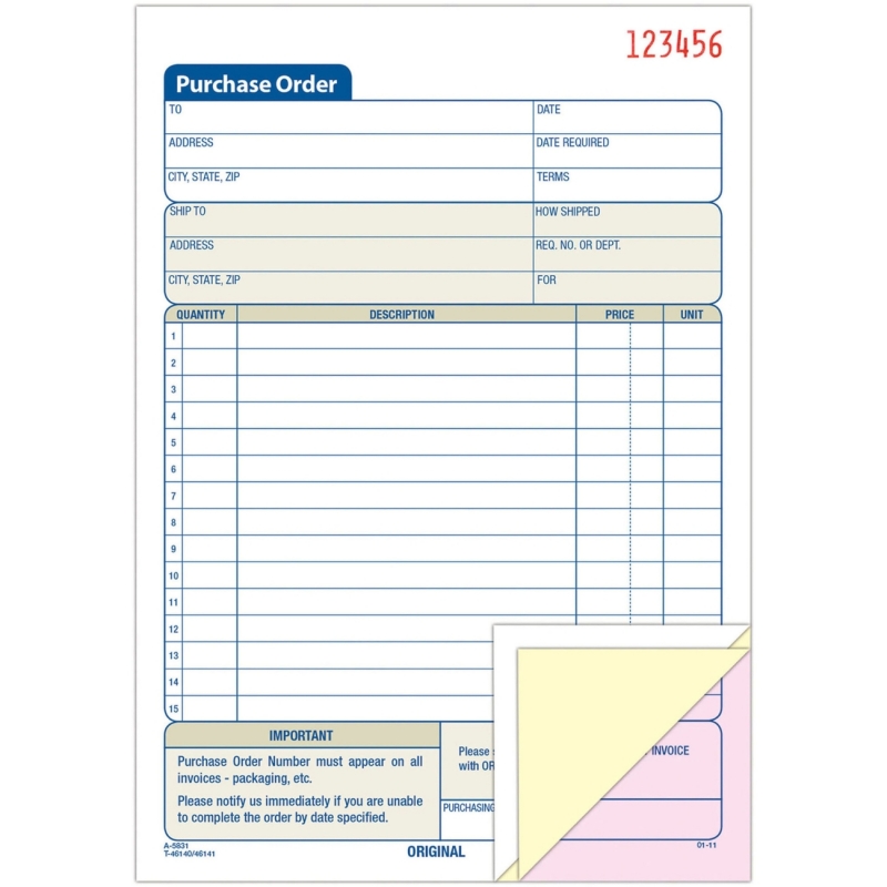 Adams Purchase Order Form TC5831 ABFTC5831