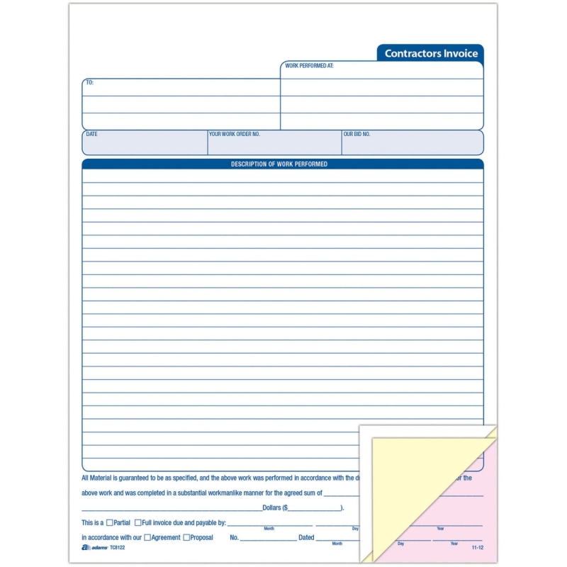 Cardinal Contractor's Invoice Book TC8122 ABFTC8122