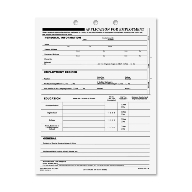 Rediform Rediform Employment Application Form M66026NR REDM66026NR