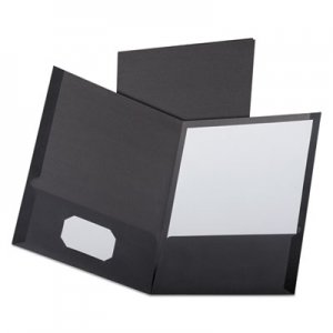 Oxford Linen Finish Twin Pocket Folders, Letter, Black,25/Box OXF53406 53406EE