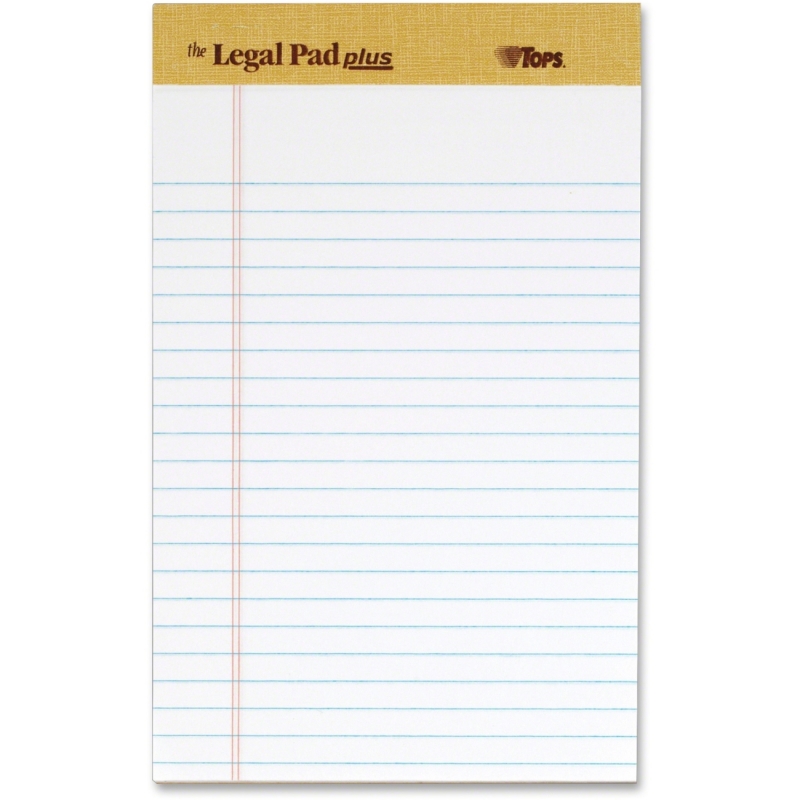 TOPS The Legal Pad Plus, jr. Legal Rule, White, Perforated, 50 SH/PD, 12 PD/PK 71500 TOP71500