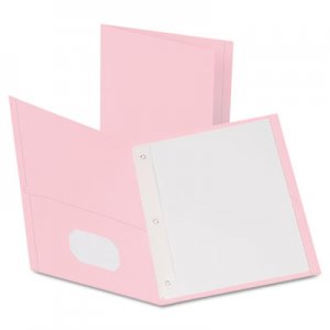 Oxford Twin-Pocket Folders with 3 Fasteners, Letter, 1/2" Capacity, Pink,25/Box OXF57768 57768EE