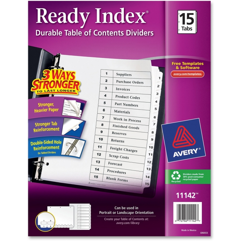 Avery Classic Ready Index Table of Contents Divider 11142 AVE11142