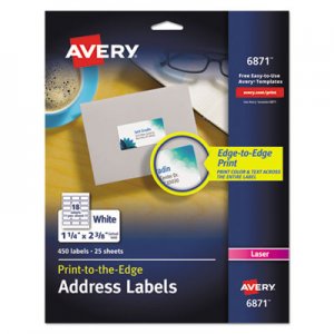 Avery Vibrant Color-Printing Address Labels, 1 1/4 x 2 3/8, White, 450/Pack AVE6871 06871