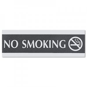 Headline Sign Century Series Office Sign, NO SMOKING, 9 x 3, Black/Silver USS4757 4757