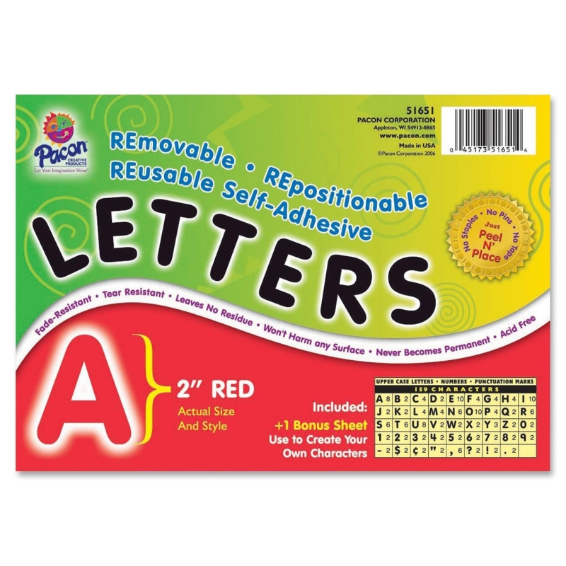 Pacon Colored Self-Adhesive Removable Letters 51651 PAC51651