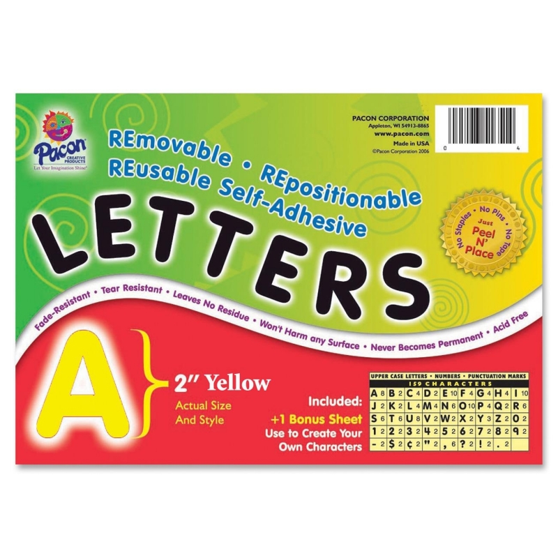 Pacon Colored Self-Adhesive Removable Letters 51652 PAC51652