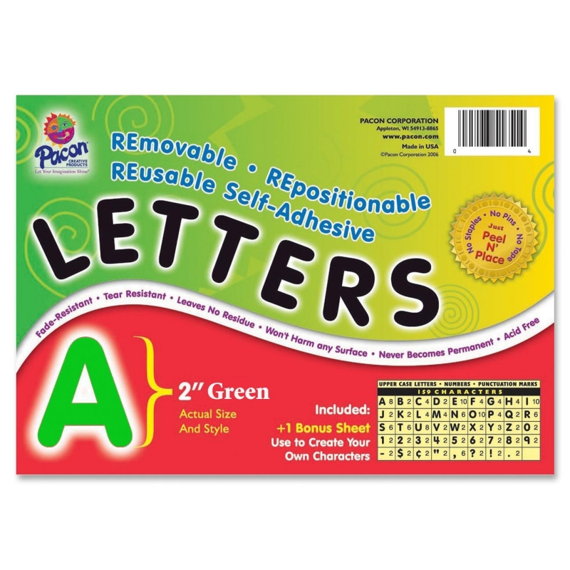 Pacon Colored Self-Adhesive Removable Letters 51654 PAC51654