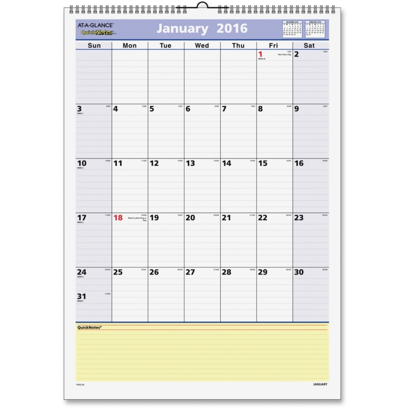 At-A-Glance At-A-Glance QuickNotes Wall Calendar PM52-28 AAGPM5228