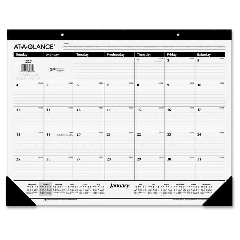 At-A-Glance At-A-Glance Nonrefillable 12-Months Desk Pad Calendar SK30-00 AAGSK3000