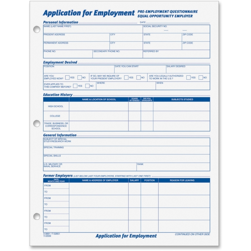 TOPS Employment Application Form 32851 TOP32851