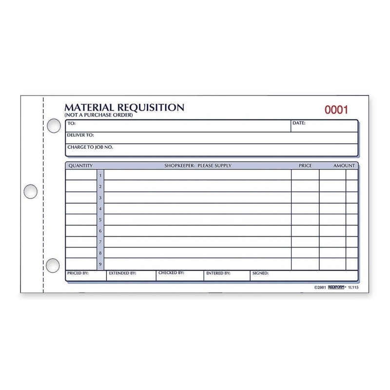 Rediform Rediform Material Requisition Purchasing Form 1L114 RED1L114
