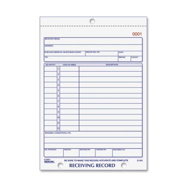 Rediform Rediform Receiving Record Slip Book 2L260 RED2L260