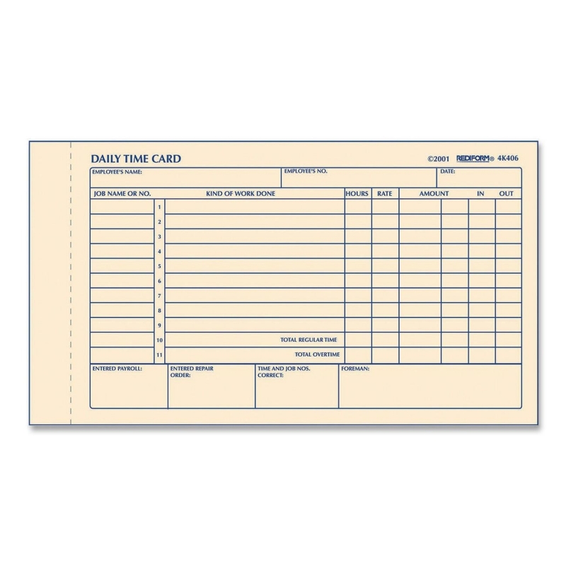 Rediform Rediform Time Clock Cards 4K406 RED4K406