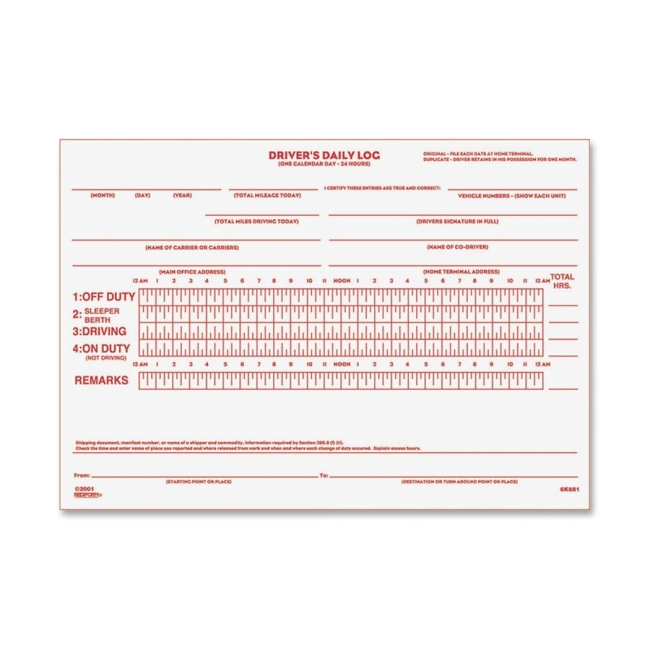 Rediform Rediform Driver's Daily Log Book 6K681 RED6K681