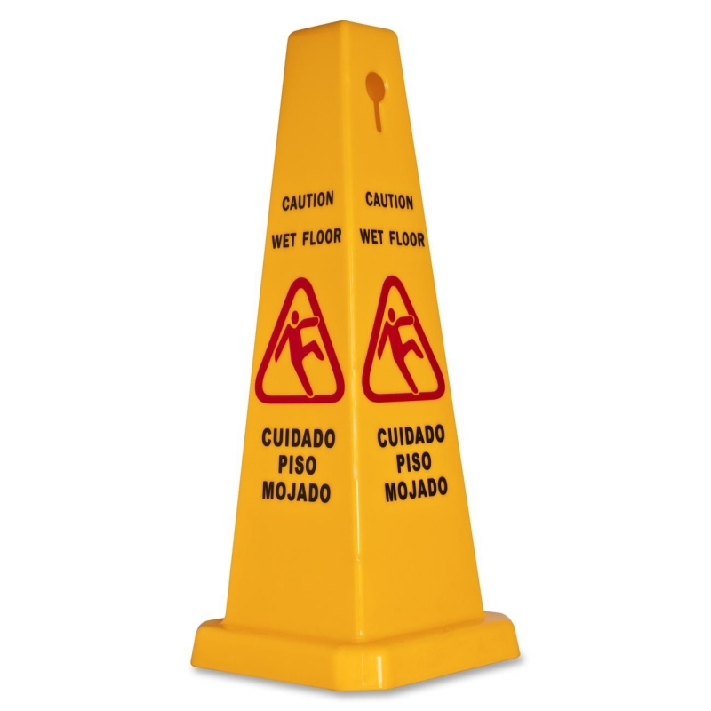 Genuine Joe Four Sided Safety Cone Caution Sign 58880 GJO58880