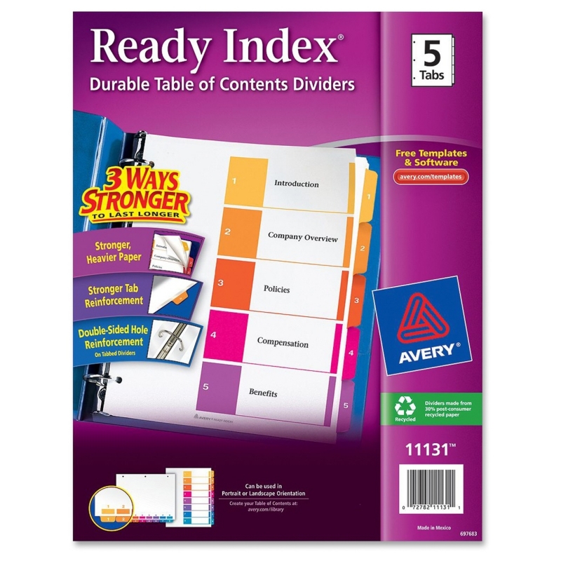 Avery Ready Index Table of Contents Reference Divider 11131 AVE11131