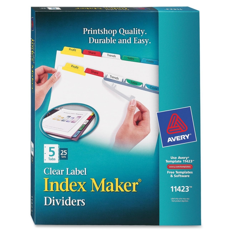 Avery Index Maker Punched Clear Label Tab Divider 11423 AVE11423