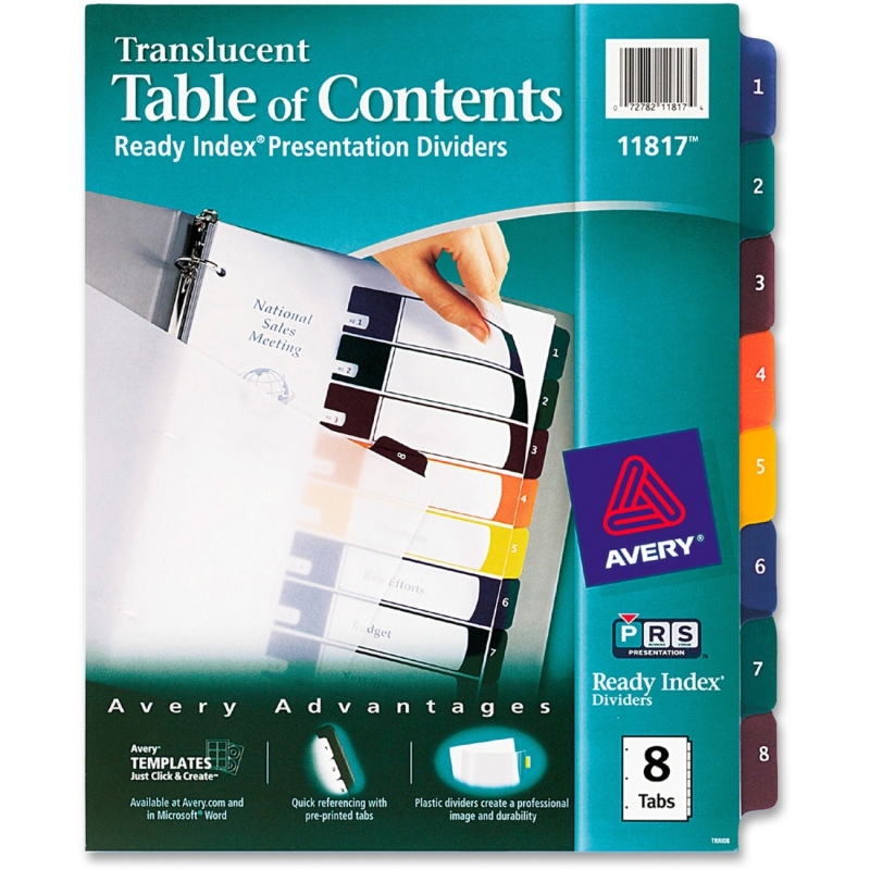 Avery Ready Index Translucent Table Of Content Dividers 11817 AVE11817