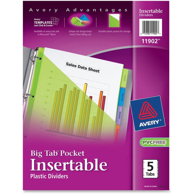 Avery Plastic Pocket Insertable Tab Divider 11902 AVE11902