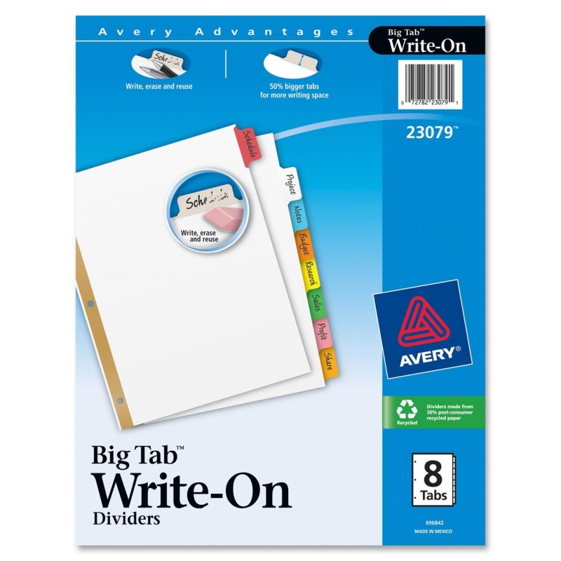 Avery Big Tab Write-On Divider with Erasable Tab 23079 AVE23079