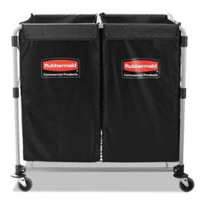 Rubbermaid Commercial Collapsible X-Cart, Steel, 2 to 4 Bushel Cart, 24 1/10w x 35 7/10d, Black/Silver