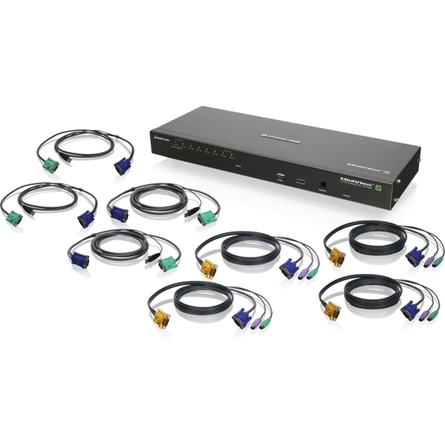 Iogear 8-Port IP Based KVM Kit with PS/2 and USB KVM Cables GCS1808IKIT GCS1808i