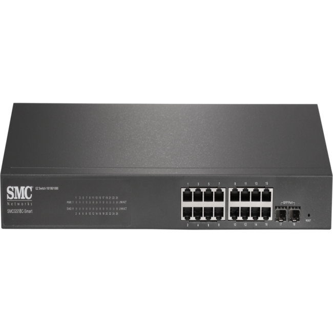 SMC EZ Switch 10/100/1000 16 Ports Gigabit Web Smart SMCGS18C-SMART