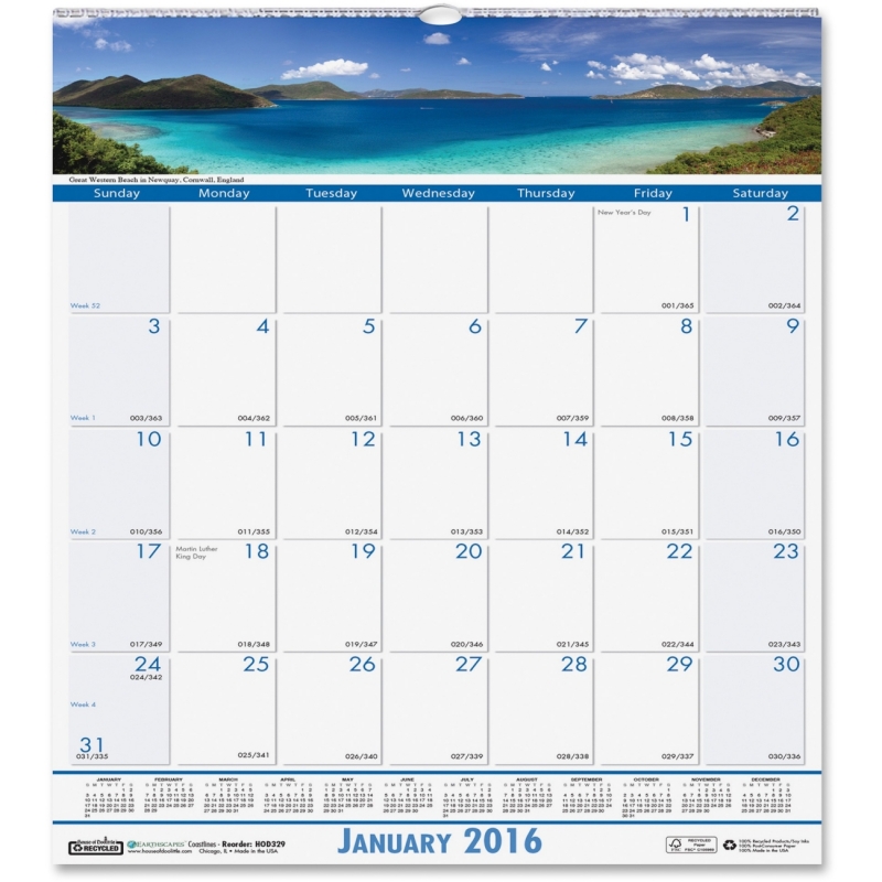 House of Doolittle Coastlines Monthly Wall Calendar 328 HOD328