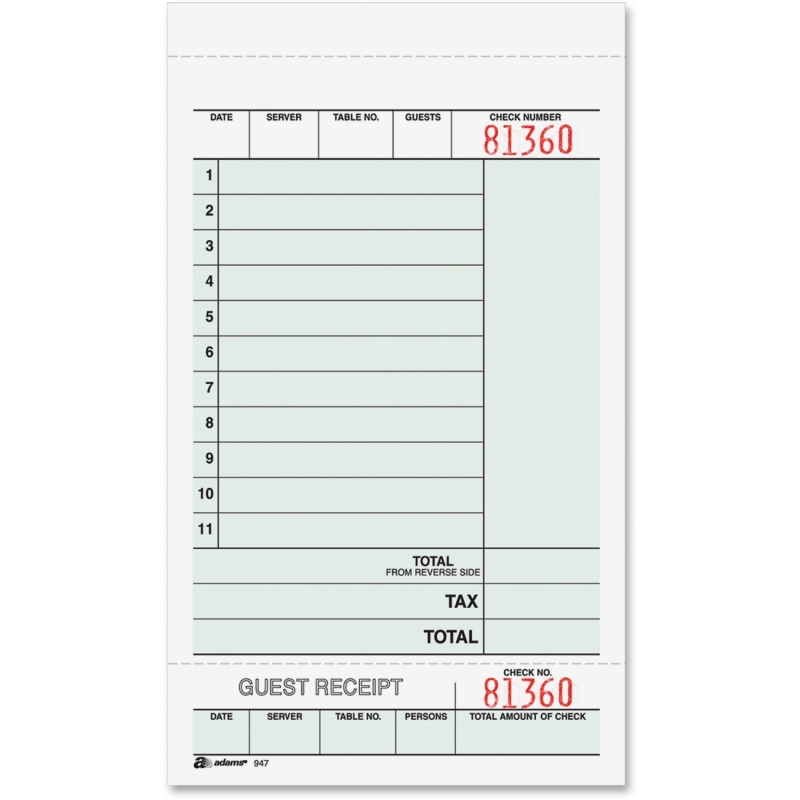 Adams 2-part Carbonless Guest Checks 947SWC ABF947SWC