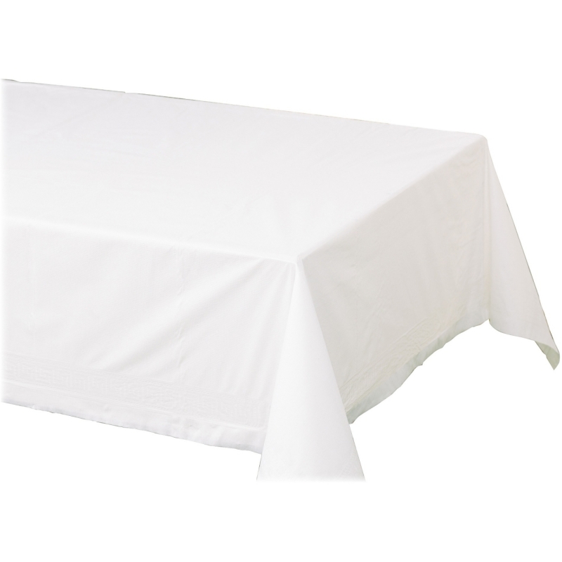 Hoffmaster 54" x 108" Tissue/Poly White Tablecover 210130 HFM210130
