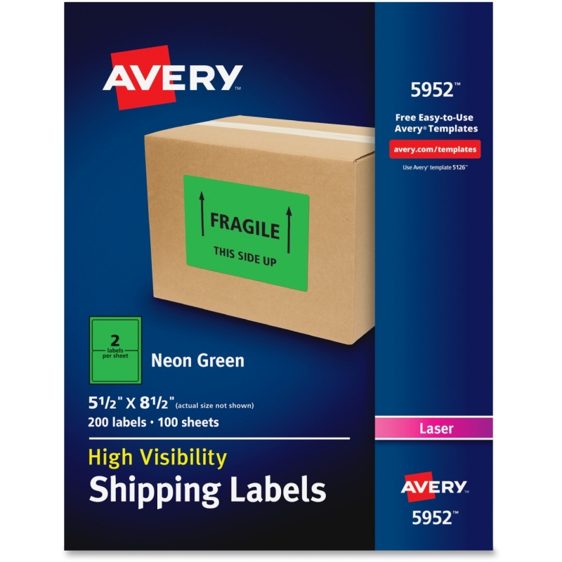 Avery High-Visibility Neon Shipping Labels 5952 AVE5952